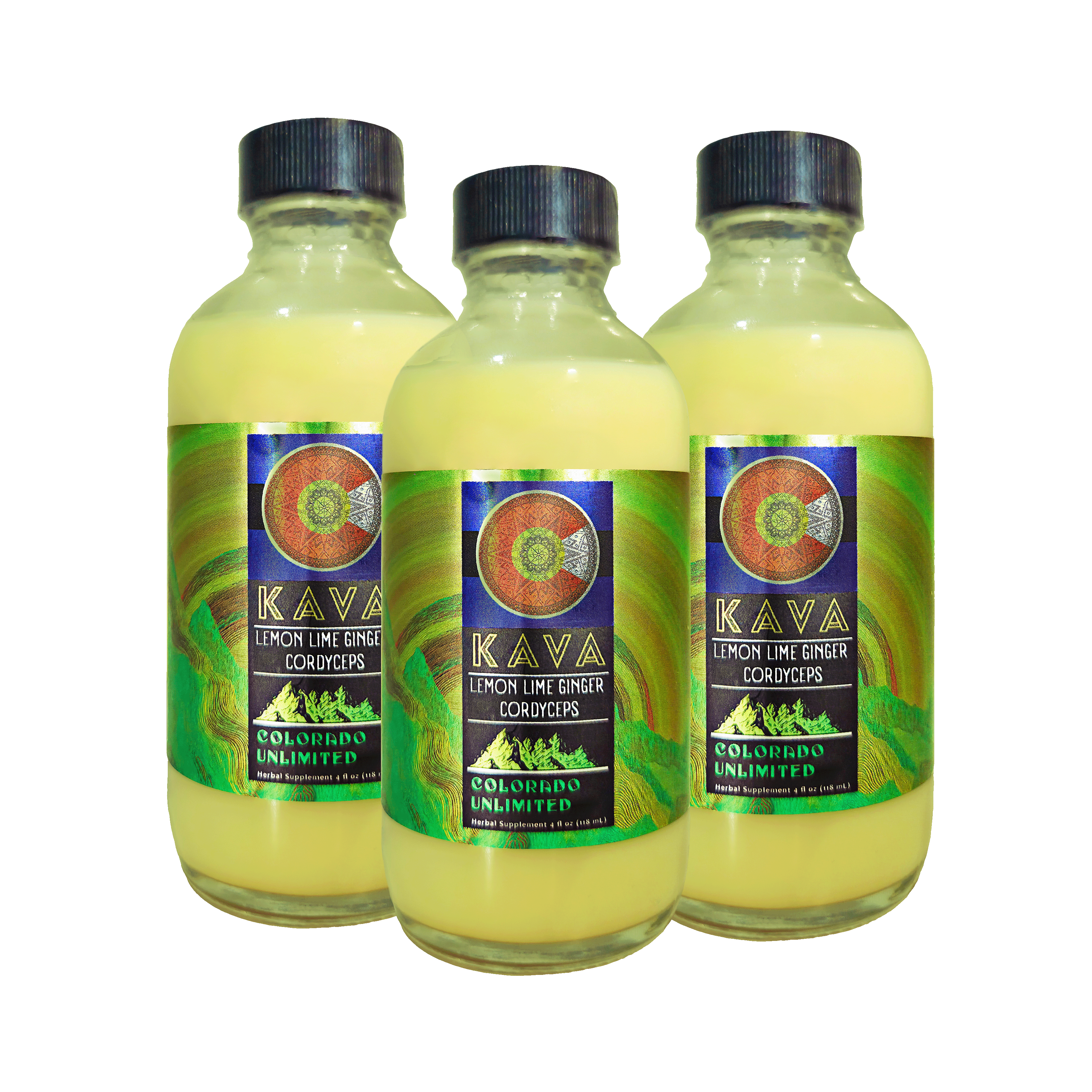 3x 4oz Kava Shooters - Lemon Lime Ginger Cordyceps